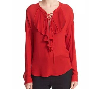 The Kooples Red Silk Top